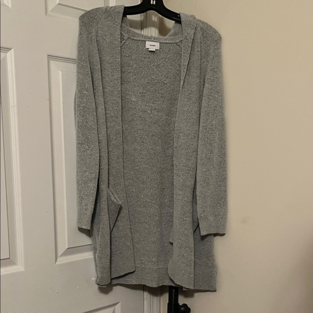 Women's Hooded Gray Oversized Cardigan